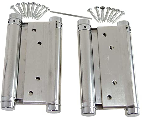 KATSU Bisagras de Resorte de Doble Acción de 6 150mm, 1 Par con Tornillos Bisagras de Acero Inoxidable para Puertas Batientes Dobles para Puertas Internas y Externas de Cocina de Salón 54611060