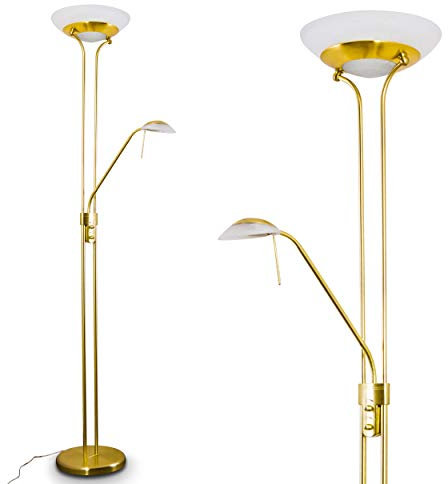 hofstein Lámpara de pie Biot LED de latón con brazo de lectura