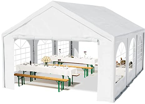 TOOLPORT Hochwertiges Partyzelt 3x6 m Pavillon Zelt PE Plane 450 N Gartenzelt Festzelt Wasserdicht weiß