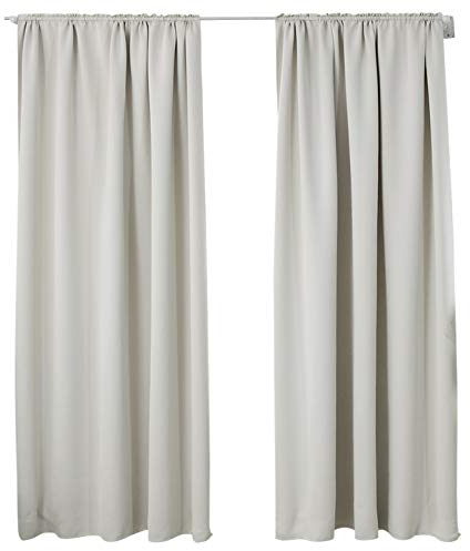 WOLTU 2er Set Gardinen, Verdunklungsvorhänge für Wohnzimmer Kinderzimmer, Blickdicht, Kräusebänder für Schiene, 250 g/m², kälteschutz lichtundurchlässig, 135 x 245 cm, Creme