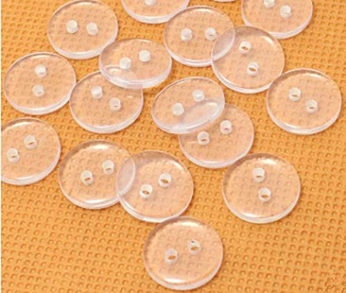 100Pcs Bottoni in Resina per Abiti - 2 fori Bottoni per Cucire Trasparenti Artigianato fai da te Pulsanti per Camicia Rotondi Set Accessori per Cucire (7.5mm)