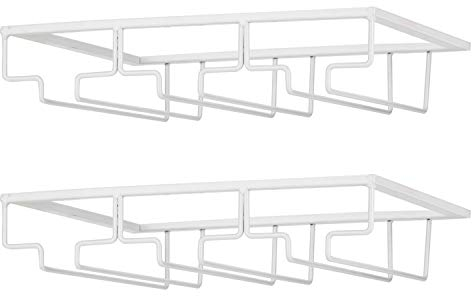 FOMANSH Weinglashalter unter dem Schrank, Gläserhalterung für Weingläser Stielgläser, hängender Weinglasregal aus Metall, Gläser-Aufbewahrung für Küche, Bar und Restaurant, Braun