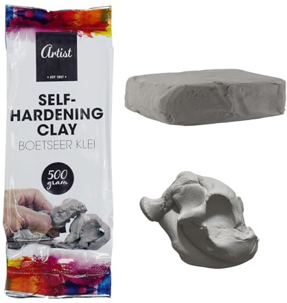 The Magic Toy Shop Air Drying Clay for Adults & Kids, Grey, 500g Pack - Soft, Lightweight, Self-Hardening, Paintable - Great Modelling Clay for Pottery, Art, Craft, School & Hobby Projects