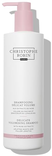 Christophe Robin Delicate Volumising Shampoo with Rose Extracts 500ml – For fine hair, Gently Cleanses, Adds Bounce & Softness Without Weighing Down