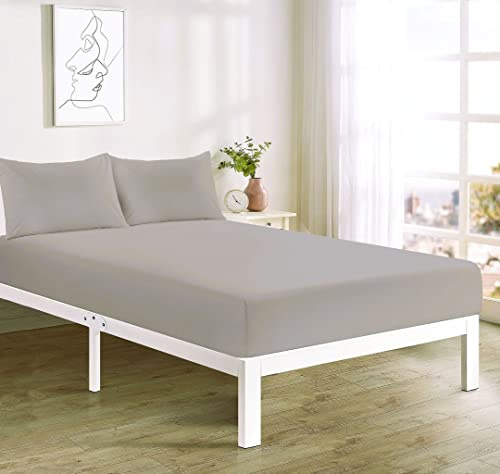 Extra Deep 40cm Fitted Sheets Easy Care Polycotton Cotton Rich Deep Fitted Bed Sheets (Silver, Super King)