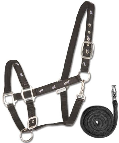 WALDHAUSEN Pferdchen Halfter im Set mit passendem Strick Größe: VB Farbe: schwarz