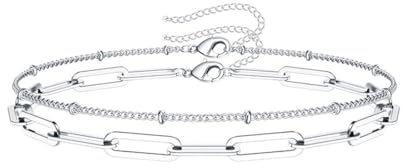 Armband-Set, Silber Armband Damen, Boho Armreifen Modeschmuck für Damen und Mädchen, Silber Verstellbares Armband Sparkling Plain Silber Freundschaftsarmbänder Für Frauen Freundin Ehefrau, 2 Stück