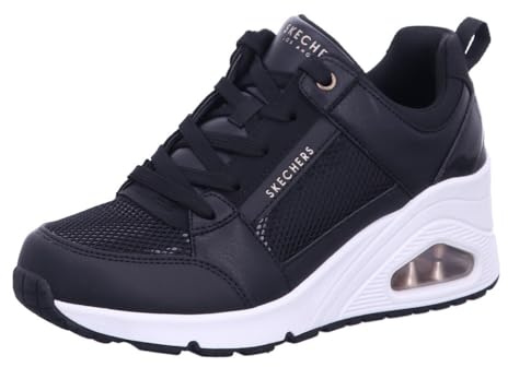 Skechers Women's UNO Wedge Sneaker, Black, 5 UK