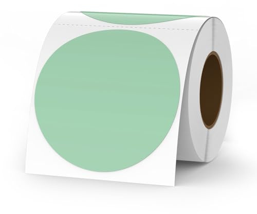 YIKIADA Grün Punkte Thermo-Etikett Vinyl 76 mm Selbstklebend Rolle Adressaufkleber Wasserdicht Drucker Aufkleber für Logo Barcode QR Code Inventar 500 Stück