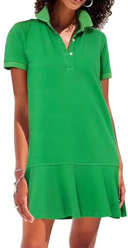 YEXPINE Polo Dress for Women Short Sleeve Ruffle Hem Golf Tennis Workout Dress Pleated Summer Mini Dresses Green