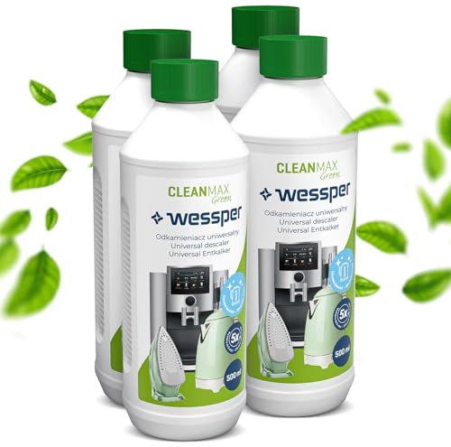 Wessper GreenMax détartrant Liquide Machine à Café 4x 500ml - Compatible avec Delonghi Bosch Senseo Nespresso Dolce Gusto