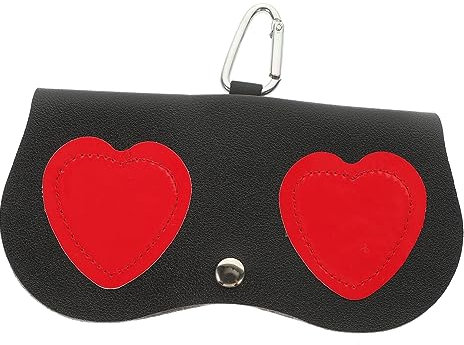 COLLBATH Cartoon Hanging Glasses Case Heart Design Portable Sunglasses Storage Pouch Eyeglasses Protection Bag for Women Outdoor Use