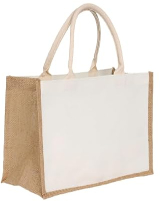 QIUPFGUT Bolsa de yute, bolsa de yute, bolsa de yute de algodón, bolsa de yute, bolsa de yute, bolsa de la compra grande con asa, cesta de la compra, bolsa de transporte, bolsa de la compra