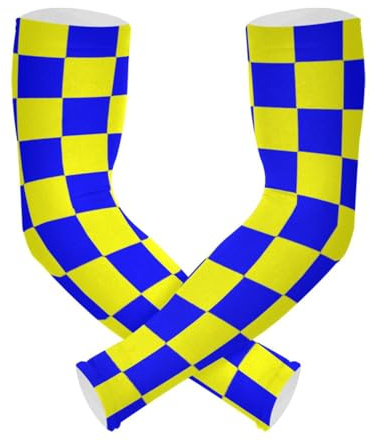 Buffalo Plaid Check Blu Giallo Manicotto di Raffreddamento Braccio Copre 1 Paio di Protezione UV Sole Braccio Copertura per Cubi Brazos Giardino Lavoro