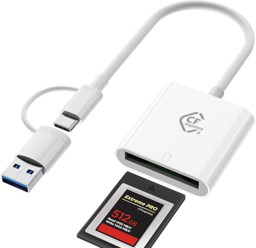 Loydia Lettore di Schede CFexpress Tipo B, 2-in-1 USB-C/USB-A Adattatore Scheda CF Express Type B Card Reader, USB3.2 Gen2 10Gbps lettore di schede di memoria CFexpress tipo b per Windows/Mac OS/Linux