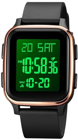 Reloj de pulsera digital – Manecillas LED impermeables, pantalla digital grande binaria zona horaria reloj de mano luminoso simple estilo unisex | Rendimiento deportivo fiable para el trabajo, viajes