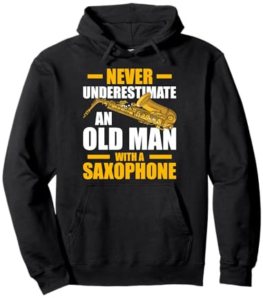 Old Man with a Saxophone Player Pullover Hoodie