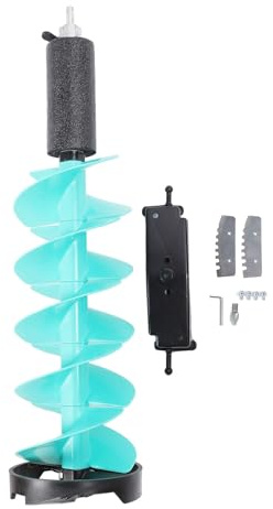 Sunxtzyl Kit de Taladro eléctrico para Hielo de Invierno con Punta de localización, Broca en Espiral de Nylon de 8 Pulgadas para Hielo Grueso, diseño de Tubo Flotante con Cabezal de Corte d