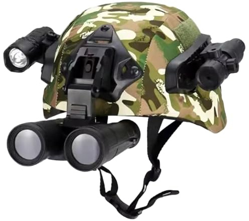Neptuiby Ballistisk hjälm, lätt hjälm för barn med teleskop och ficklampa, komplett set med Airsoft och militär cosplay-dräkt med modulära skenor