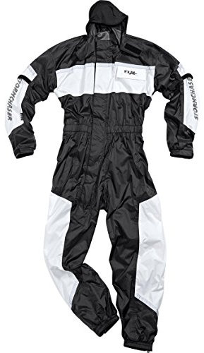 FLM Sports Regenkombi 1-tlg. Membran 1.0 - Atmungsaktiv, Wasserdicht, Winddicht - Reflektoren - (Weiß, XXL)