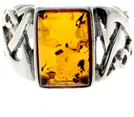 Härlig baltisk bärnsten och 925 sterling silver designerring 7005Q, Ringar