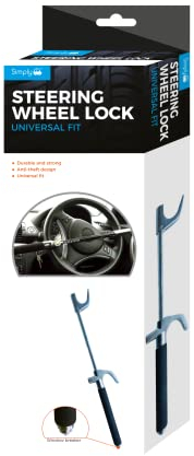 Simply SWL100 Heavy Duty Steering Wheel Lock, Adjustable Hook, Quick to Use, Lock - Protect your Vehicle From Theft, Silver