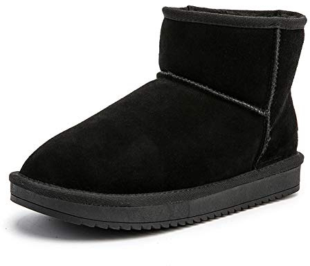 Män Kvinnor Stövlar Snö Vinter Varm Pälsfodrade Skor Utomhus Vattentäta Ankelstövlar Anti-Slip Svart 43 EU