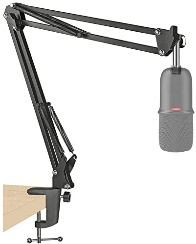 SUNMON für HyperX SoloCast / 2 Mikrofon Arm, Universeller SoloCast 2 Mikrofonarm Tisch Mikrofonständer für QuadCast S / 2S, Rode podmic, Blue yeti, Fifine und die meisten Mic (Schwarz)