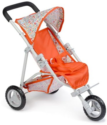 Jc Toys- Silla de paseo plegable de 3 ruedas, para muñecas de hasta 45 cm, colección Nature, decoración floral, tiene cesta y capota, ideal para jugar y pasear, diseñado por Berenguer, +3 años