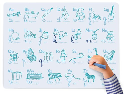 SUPER PETIT – Abecedario 100% silicona – Juego educativo para niños +3 años – Aprender alfabeto y escritura cursiva – Materna y CP – Método Montessori – Borrado y reutilizable – Set de 40 x 30 cm