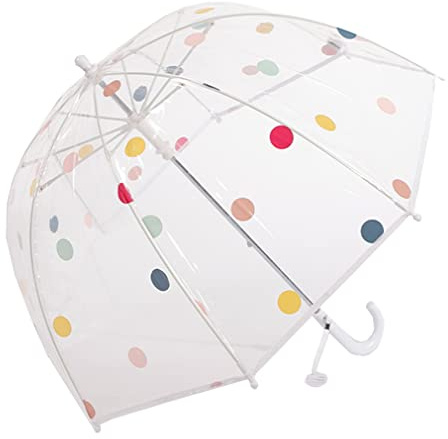 ThreeH Ombrello per bambini Manico curvo antivento Ombrello a cupola trasparente a bolle per il regalo di compleanno della festa di Natale,Bianco