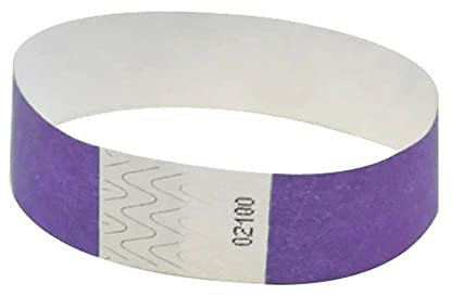 FUN FAN LINE - Pack 200 Pulseras Tyvek Identificativas 19mm x 258mm | Numeradas, Intransferibles y Resistentes al Agua | Pulseras de Control para Eventos, Discotecas y Fiestas (Morado)