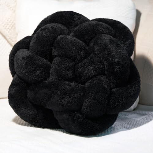 2C Home Large Black Knot Pillow | 13 Knotted Pillow | Handmade Knot Throw Pillow | Cute & Funky Throw Pillows | Bed Decorative Pillows | Sherpa Pillow Material | Knot Pillows