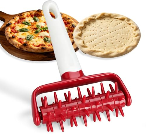 Docker per pasta per pizza, strumento per attracco per pizza, strumento per attracco per pizza, rullo docker per pasticceria, punzonatrice per pizza, per cucina domestica, (Red)
