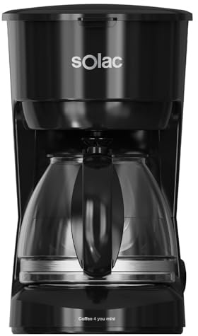 Solac – Cafetera de Goteo Coffee 4 You Mini | Jarra Cristal 0,75L | 2 a 6 Tazas | Filtro Lavable | 600W | Antigoteo automático | Placa calefactora | Negra