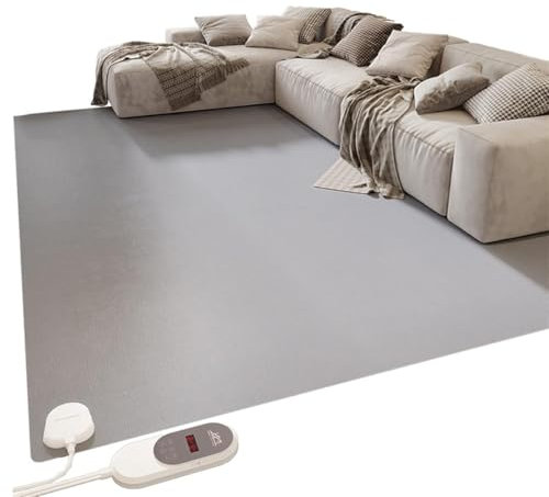 Alfombra calefactora eléctrica, Alfombra calefactora para Suelo, Alfombra calefactora eléctrica con Temperatura Ajustable, Temporizador de 12 Horas, Calefactor de Suelo Radiante por infrarro