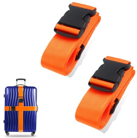 Luggage Suitcase Straps Set Adjustable Travel Packing Straps with Buckles Luggage Belts for Travel Bag Suitcase ((Orange,2))