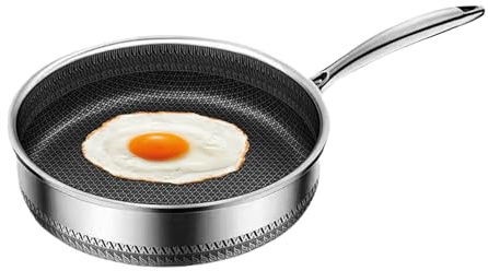 Patifirst Sartenes De Acero Inoxidable - Sartén Antiadherente Para Freír Profundo - Utensilios De Cocina Para Cocinar Saltear Sofreír Hornear,Tortilla Pescado Carne Tortitas Hogar