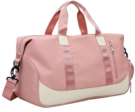 resväska, 35 l axelväska, weekendväska med vattentätt skofack, klädtransport med justerbar rem, mångsidigt bagage, bärbar tote, pink, Se référer au descriptif, Se beskrivningen