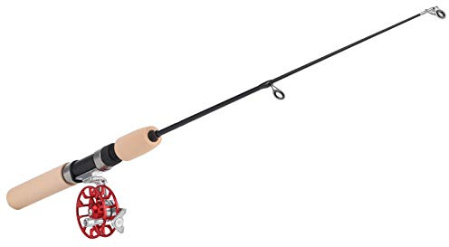 RiToEasysports Juego de Cañas de Pescar en Hielo, Caña de Pescar Telescópica Portátil con Anillo Guía de Cerámica de Metal y Agarre de EVA, para Pesca en Invierno, Caña de Fibra de Carbono (Rojo)