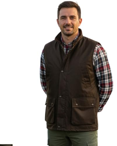 Game Technical Apparel Mens Wax Quilted Waistcoat Outdoor Bodywarmer Gilet Brown