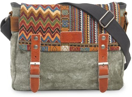 FANDARE Retro Bolso de Hombro Hombres/Mujeres Negocio Cambiar Crossbody Bolsa al Aire Libre Viaje Camping Gran Capacidad Bolsa de Mensajero Transpirable Lona, marrón, Large, Mochila de Ocio
