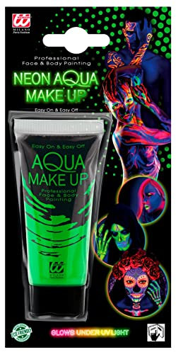 W WIDMANN MILANO Party Fashion - Aqua Make-Up, in Tube, 30 ml, leuchtet unter UV-Licht, Schminke, Karneval, Mottoparty, Halloween