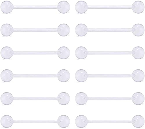 Briana Williams 14G Zungenpiercing Brustwarzenpiercing Plastik Flexibeler Kunststoff 12/14/16/18mm Piercing Zunge Bioflex