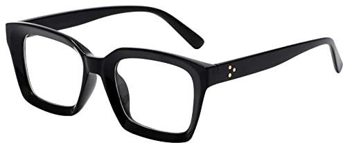 Kursan Classic Non Prescription Clear Lens Glasses for Women Men Thick Square Frame Eyeglasses (Bright Black)