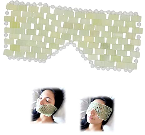 HASAIKA® Maschera per Gli Occhi in Giada, Maschera Per Occhi In Pietra, Naturale Pietre Di Giada Anti Invecchiamento, Aiuta A Ridurre il Gonfiore Degli Occhi, il Seno, il Mal di Testa, L'Emicrania