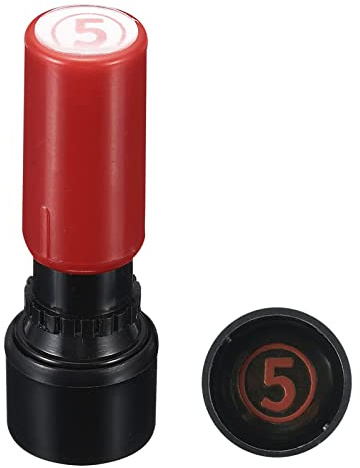 PATIKIL Number Stamps Self Inking, Numeral 5 7mm Number Ink Stamp with Circle Teacher Initial Stamper for Class Notebook Scrapbooking DIY Craft, Red Shell
