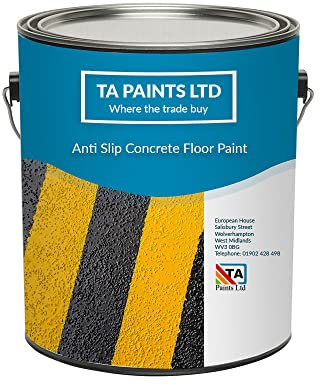 T A Paints Ltd Non Slip Floor Paint Multi Surface Concrete Brick Stone Wood Metal Floors Workshops Factory Steps Showroom Garage Floors (5L Grey BS 00 A 05)