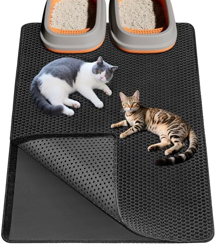 Ycozy Katzenklo Matte XL 90 x 60 cm EVA Katzenstreu Matte Doppelte Schichte Waben Katzenmatte Katzenklo Wasserdichte Leicht zu Reinigen