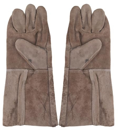 Generic Gants de soudure en cuir pour cheminée - Résistants à l'huile - Imperméables - Pour le jardinage, le soudage, la coupe, le jardinage